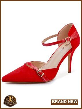 Women's Pointed Toe Stiletto Heels Ankle Strap Suede Pumps